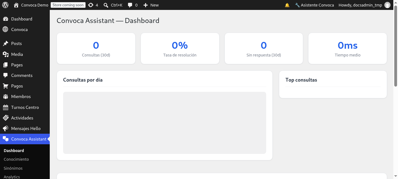 Dashboard de Convoca Assistant